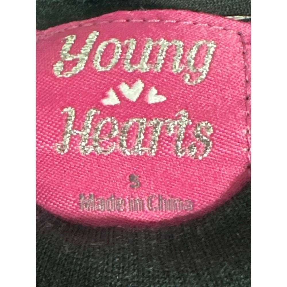 Young Hearts Girls Black Velour Heart Sequin 2 Pcs Size S